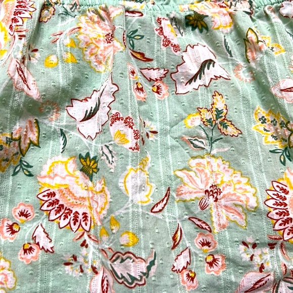 Torrid Top Woman’s Size 5X Smocked Cotton Clip Dot Blouson Sleeve Floral Green - Picture 6 of 9